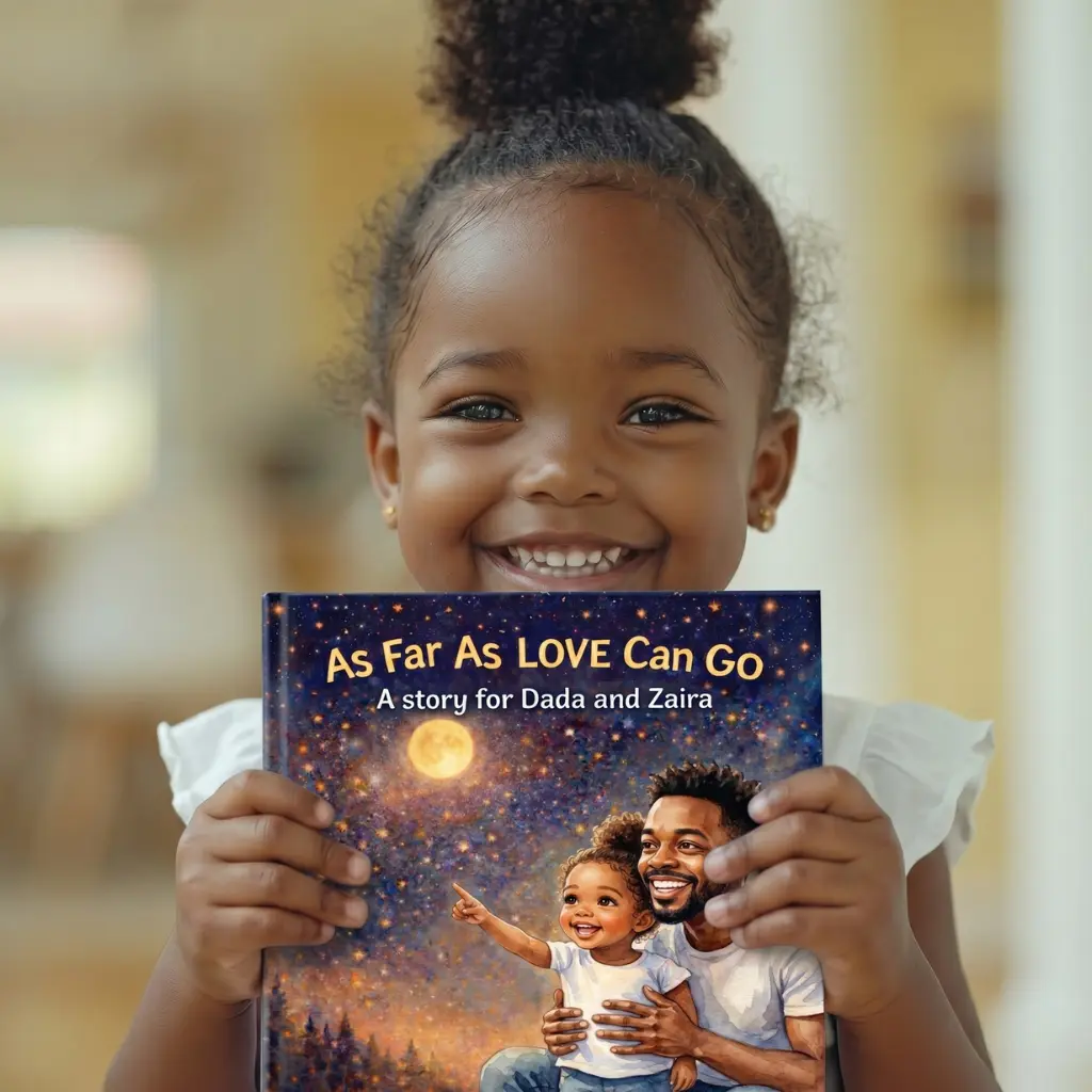 Happy child holding the storybook