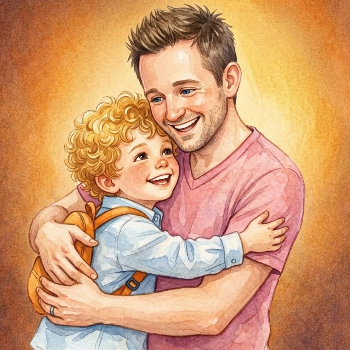 Hug scene illustration exmample